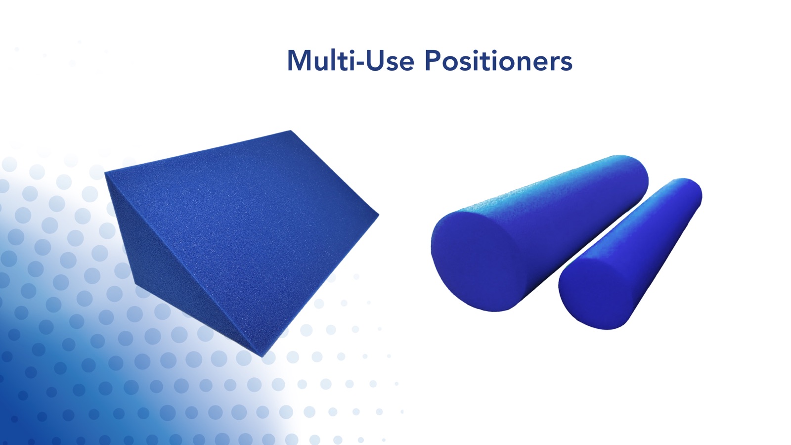 NinoMed foam positioners — body wedge and chest roll from the full product catalog