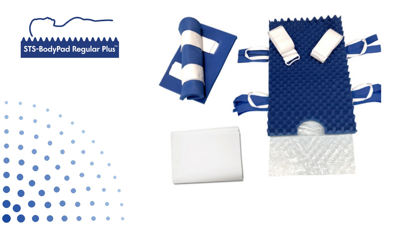 STS-BodyPad Regular Plus kit contents laid out, including rolled arm protectors