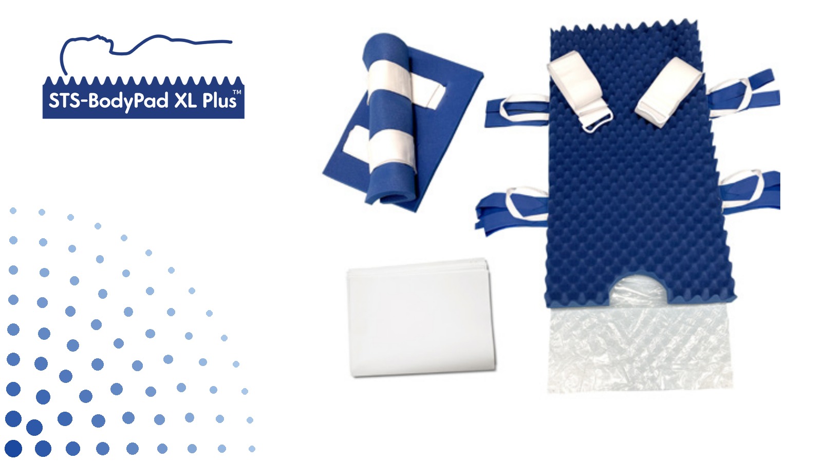 STS-BodyPad XL Plus kit contents laid out, including rolled arm protectors